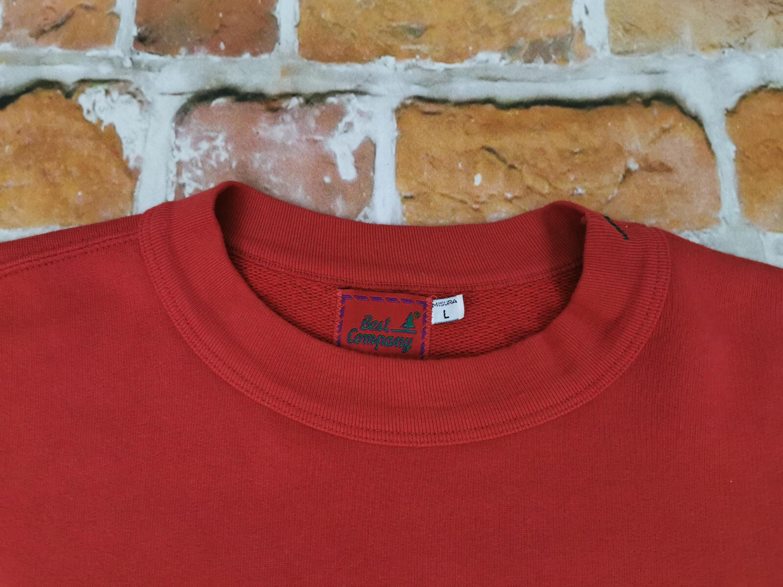 BEST COMPANY Vintage Pullover Red Cotton Blend Regular Fit Size L NEW image 6
