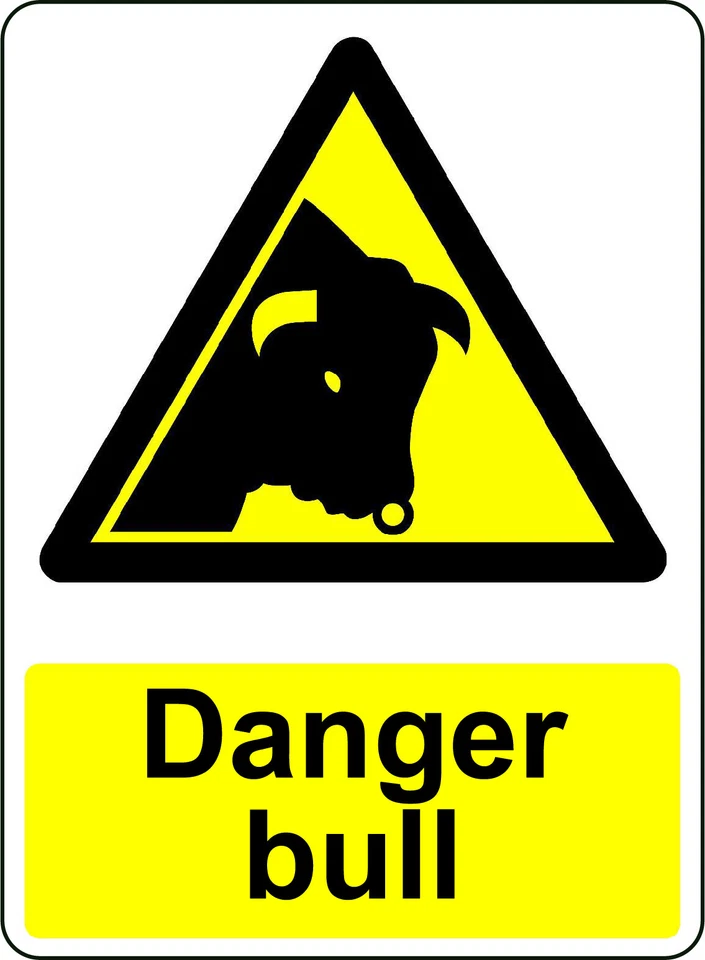 3M VINYL WARNING DANGER BULL OSHA DECAL SAFETY SIGN STICKER 3M US MADE