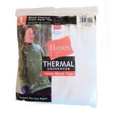Hanes Boys Thermal Underwear Ivory Crew Neck Top-14/16