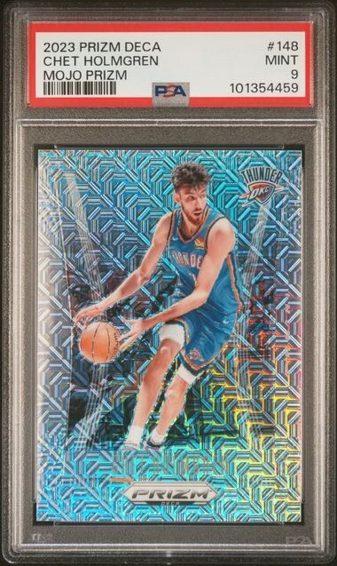 2023 Prizm Deca #146 Chet Holmgren Mojo SSP 1/25 PSA 9 OKC Thunder Basketball