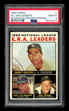 1964 TOPPS #1 NL ERA LEADERS HOF SANDY KOUFAX PSA 8 NM-MT