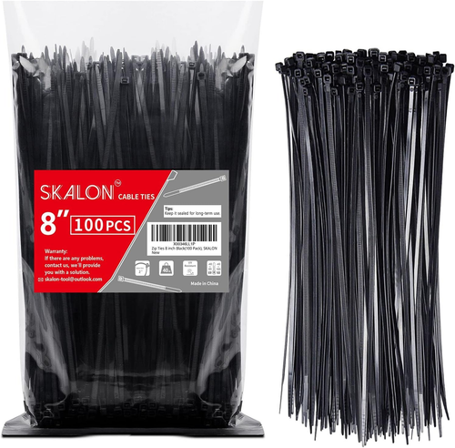 Zip Ties 8 Inch (100 Pack), 40Lbs Tensile Strength, Black Cable Ties, Wire Ties
