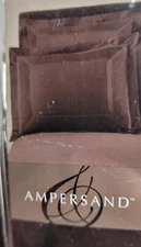 Ampersand Pintuck Euro Pillow Sham 2 Chocolate Brown Cotton 26 x 26"  New