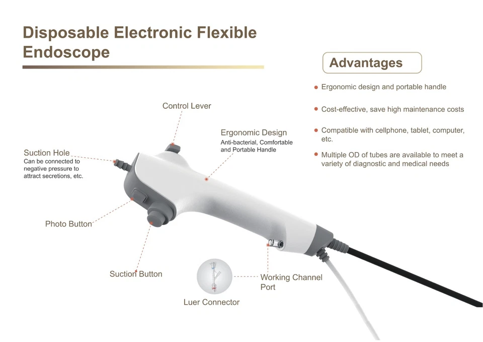 Endoscopio Electrónico Flexible Desechable Longitud Seleccionable, Alta Definición Foto 3 de 4