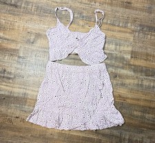 H M Purple Floral 2 Piece Set Crop Top Skirt Coquette Cottagecore S