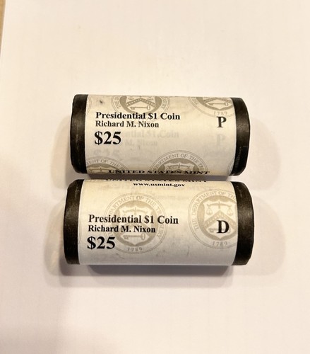 PAIR 2016 P&D Richard Nixon US Presidential Dollar Coin $1 Sealed Mint Rolls $25
