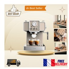 Cafetiere Expresso Rétro 1350W avec 20 Bars - Preparez Cappuccinos Parfaits