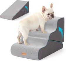 Dog Stairs Small Dogs 16.5" H 2 in 1 Transformable 3-Step Pet Stairs ramp Dog