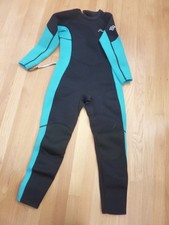 Hevto Wetsuit Neoprene M1-3/2mm Back Zip Black Teal Guardian Sz 12/L NWT