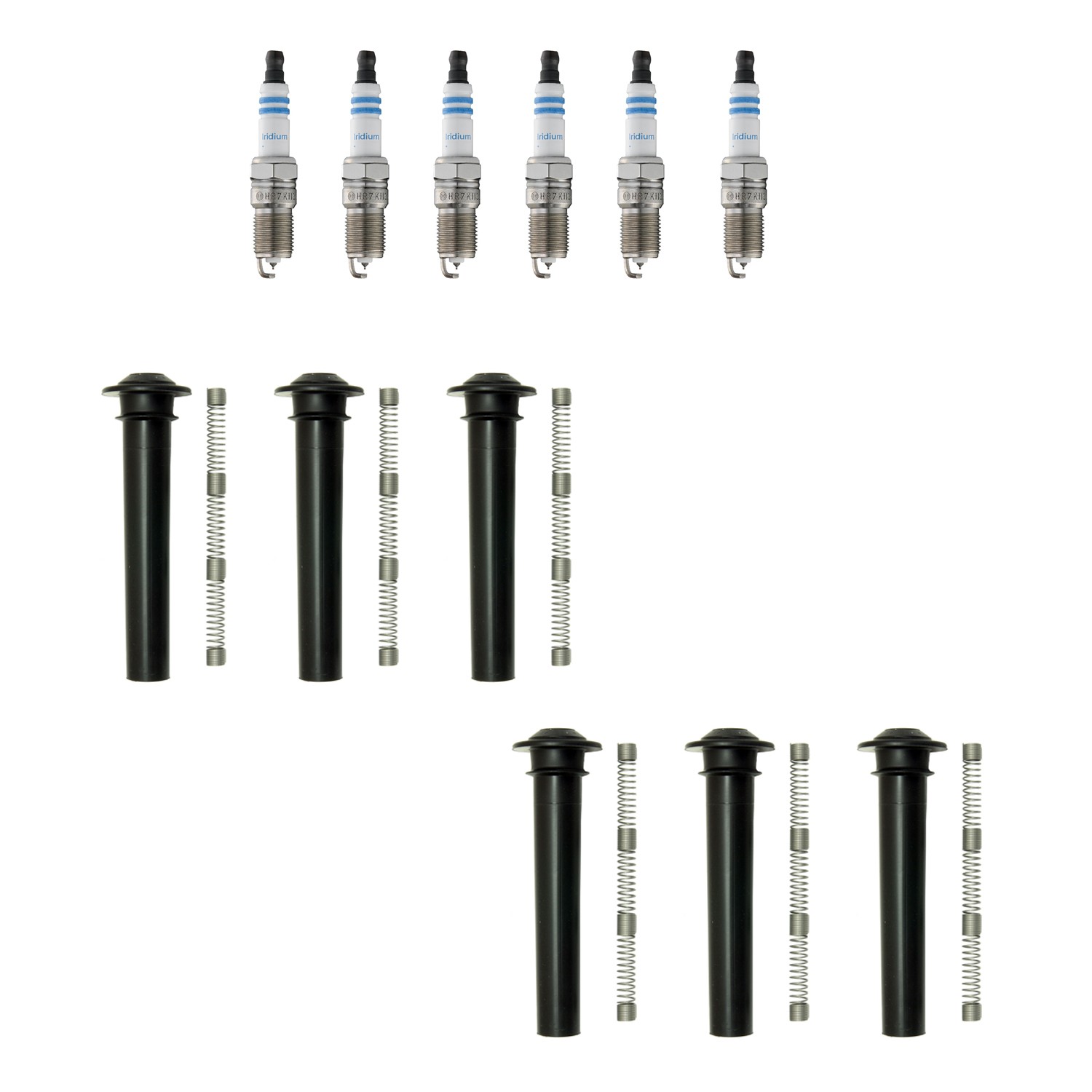 Bosch 6 Double Iridium Spark Plugs  NGK Coil Boots Kit for Freestyle 3.0L V6