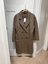 Quince NWT Women  s Italian Wool Double-Breasted Slouch Coat Dark Camel large