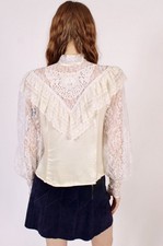 Vintage 70s Gunnies Gunne Sax Jessica McClintock Lace long sleeve blouse
