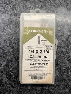 GRK Caliburn Concrete Screws 1/4 x 2-1/4'' 43 Pc Of 50 HandyPak 6.0 X55mm NO BIT