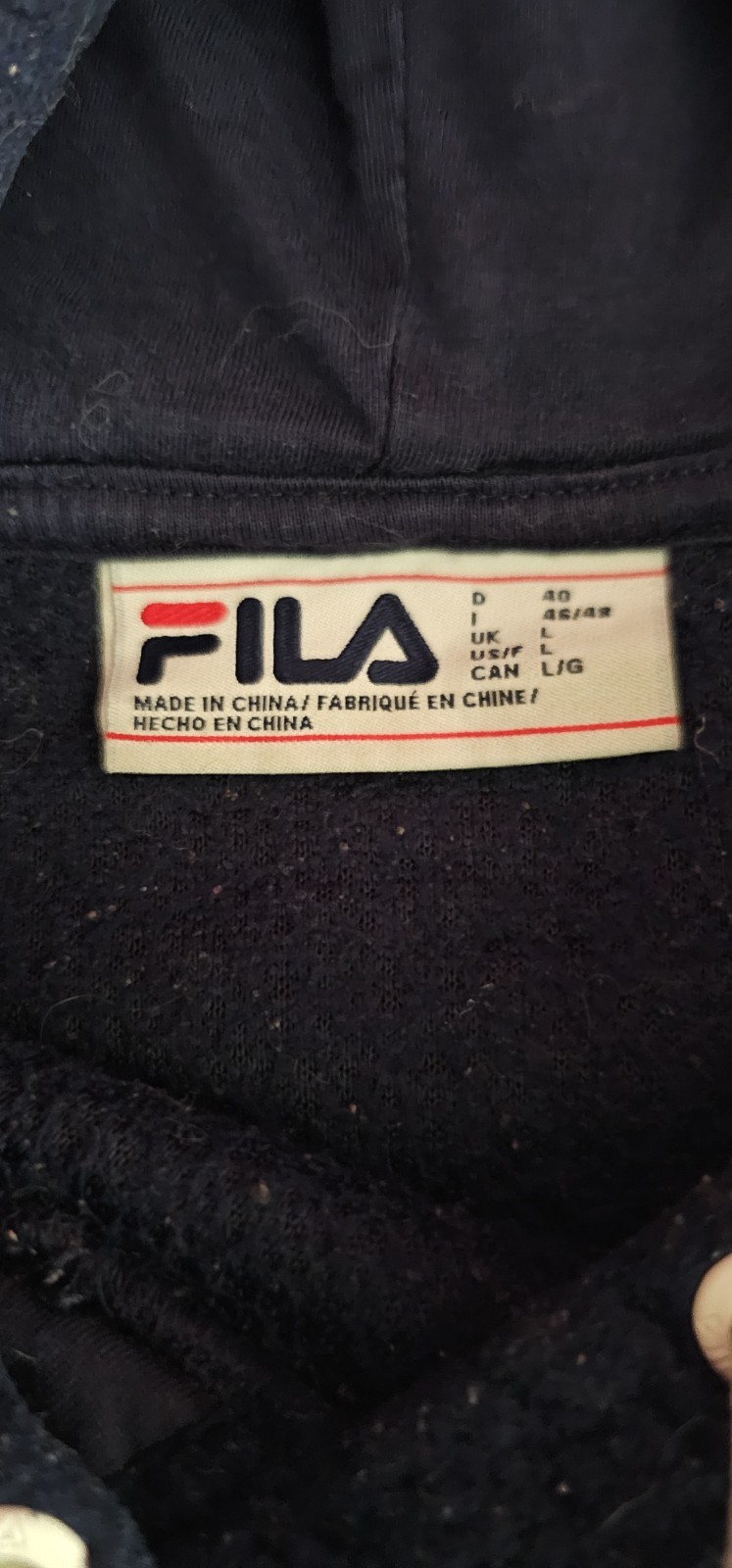 Felpa con cappuccio uomo FILA blu in pile di poliestere spell out taglia large