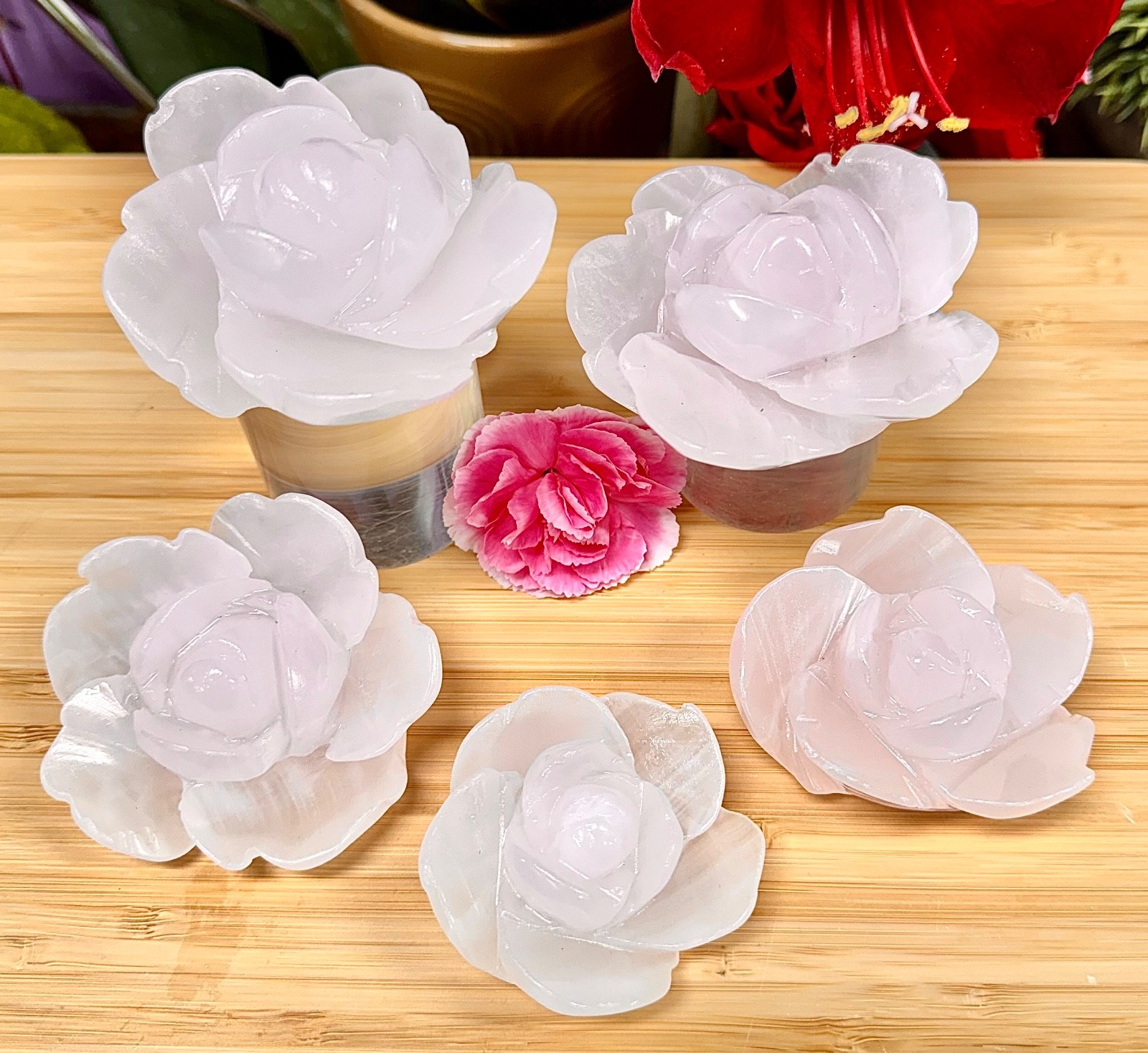 Wholesale Lot 4-5 Pcs Natural Mangano Calcite Flowers Crystal Healing Energy