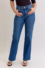 Judy Blue High Rise Waist Tummy Control Zip Fly Medium Wash Straight Denim Jeans