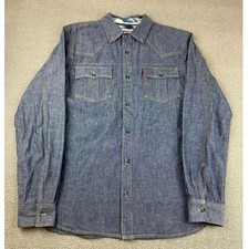 Levi's Men's Small Blue Denim Western Long Sleeve Button Down Shirt