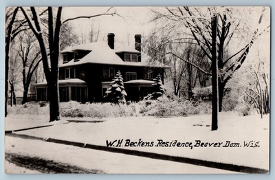 #ad #ad c1910#x27;s W H Beckens Residence Beaver Dam Wisconsin WI RPPC Photo Postcard $19.47