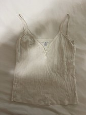 Brandy Melville White V-Neck Tank Top, One Size