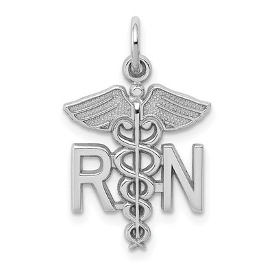 14k White Gold RN Registered Nurse Charm Pendant 0.99g Gift for Mother