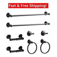 Complete Bathroom Upgrade: 8-Piece Matte Black Hardware Set with Accessories