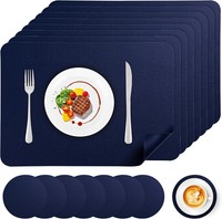 Tischsets Abwaschbar 8Er Set Und Untersetzer Lederoptik Platzsets | Kunstleder