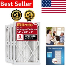 MERV 11 AC Furnace Filter, MPR 1000, 14x20x1, Allergy Defense, 4 Pack