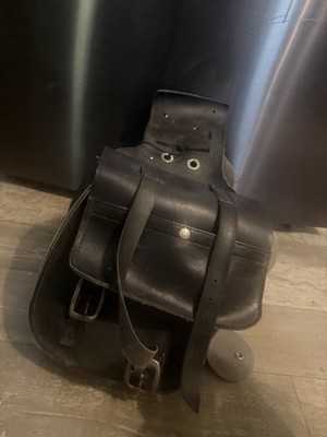 Early Willie & Max Pinsley USA Black Leather Thro Over Saddle Bags