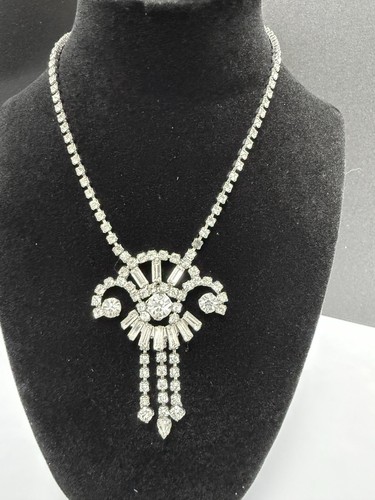Vintage Jewelry Signed SMART SET Clear Rhinestone Necklace