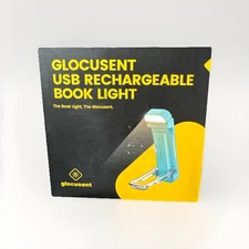 Glocusent USB Rechargeable Book Light for Reading  Portable Clip-on LED BLUE