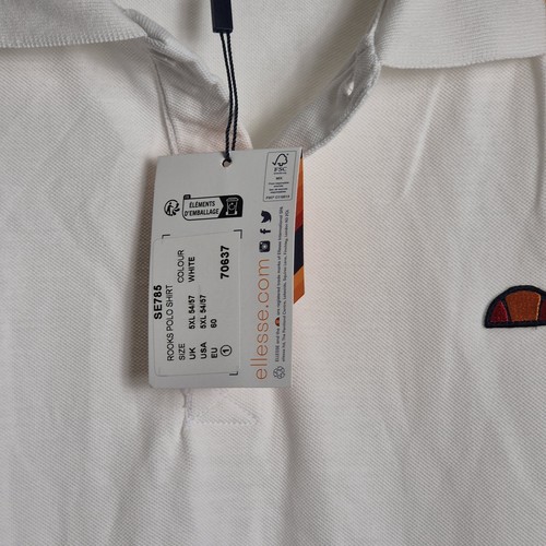 Ellesse Mens Polo Shirt 5XL White New With Tags - Picture 5 of 6