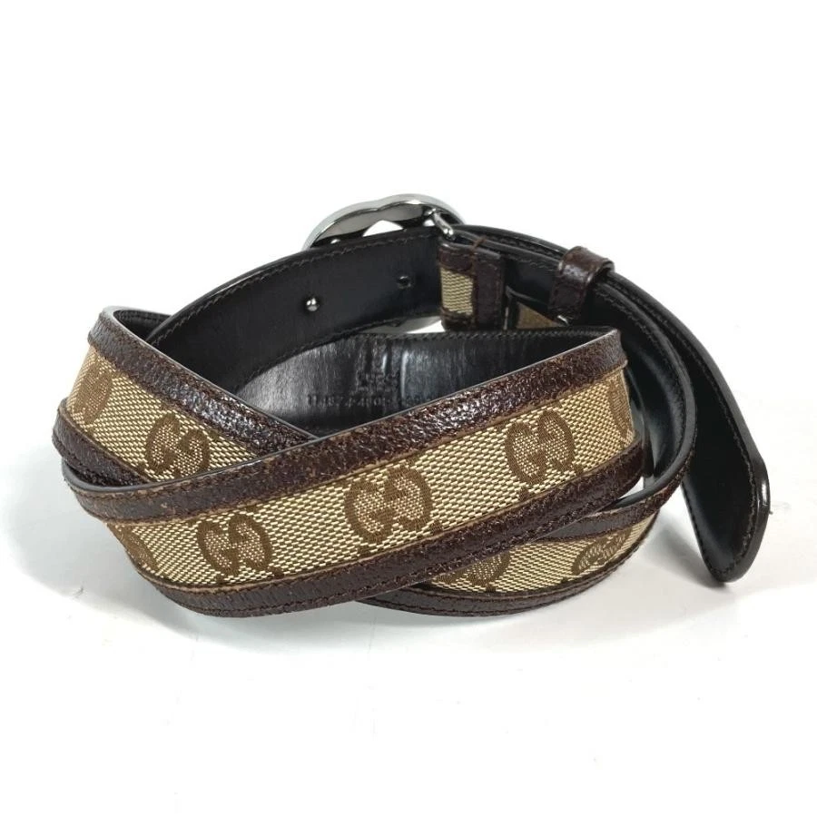 Ceinture GUCCI GG boucle beige unisexe marron beige cuir toile 95 cm x 3 cm taille 80