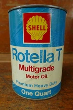 Vintage Shell Oil Co Rotella T Heavy Duty Motor Oil Composite Oil Can - Empty