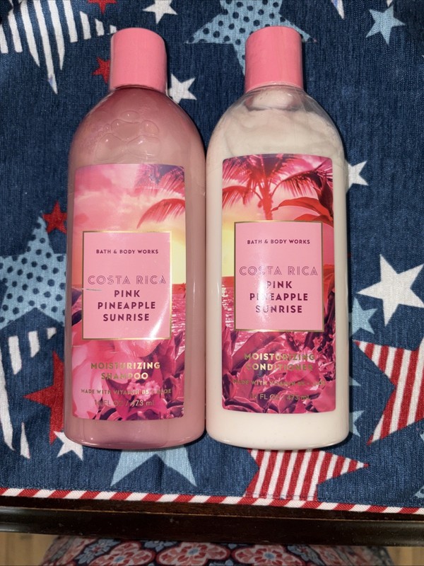 Bath & Body Works Costa Rica Pink Pineapple Sunrise Shampoo And Conditioner 16oz