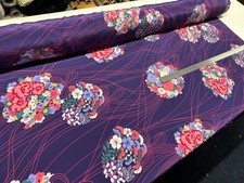 SILK CREPE de chine fabric 150cm wide floral design dress material purple pink