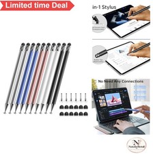 Stylus Pens 10 Pack 2-in-1 Disc Tip Touch Screen Tablet Phone Universal Alloy