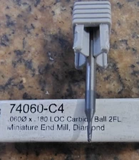 🗽HARVEY TOOL .060 DIA X .180 LOC CARBIDE BALL 2 FLUTE MINIATURE END MILL
