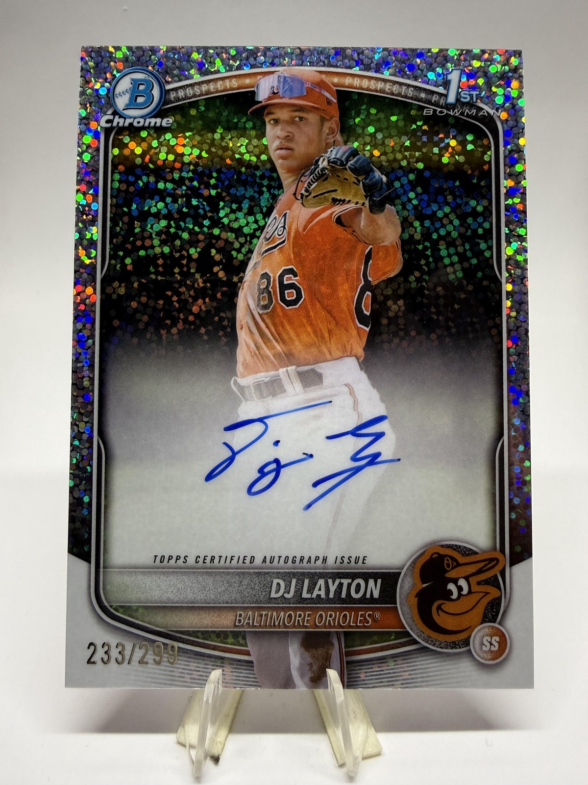 2025 Bowman Chrome #CPA-DL DJ Layton Prospect Autographs Speckle #/299 SN,AU