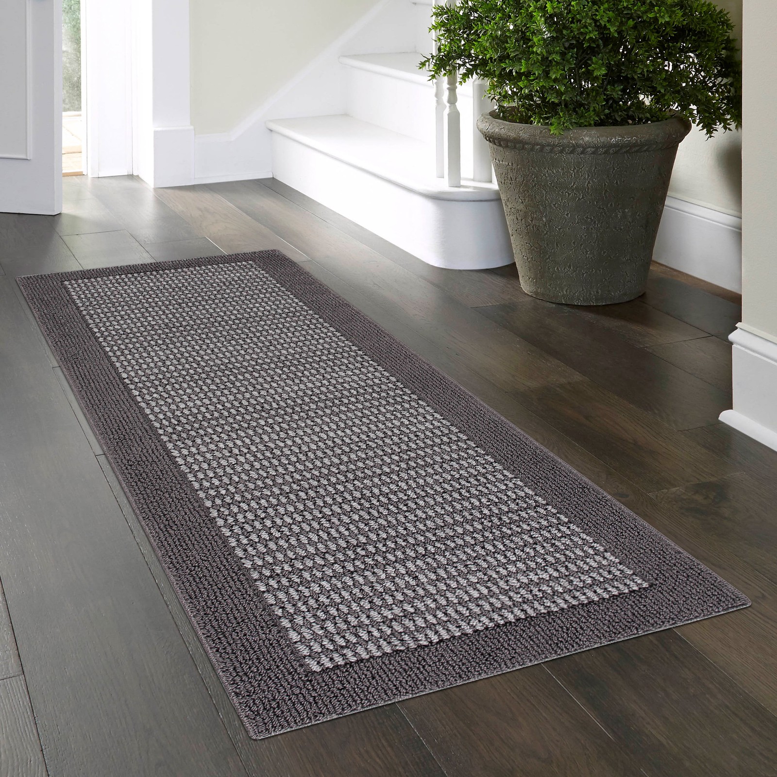 2x6 Gray Farmhouse Faux Sisal Olefin Hallway Runner Rug by Mainstays