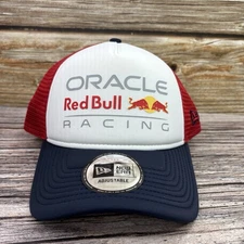 READ New Era Red Bull Racing White Foam Trucker SnapBack Red Mesh Adjustable Hat