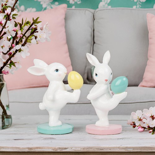 Easter Decorations Bunny Decor Spring-Figurines - 2PC Cute Rabbits Easter Tab... - Picture 3 of 9