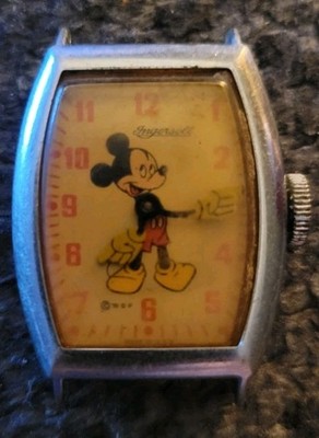 Vintage Ingersoll  Mickey Mouse Watch Face -Needs Repair Or Parts- Won't Wind Up