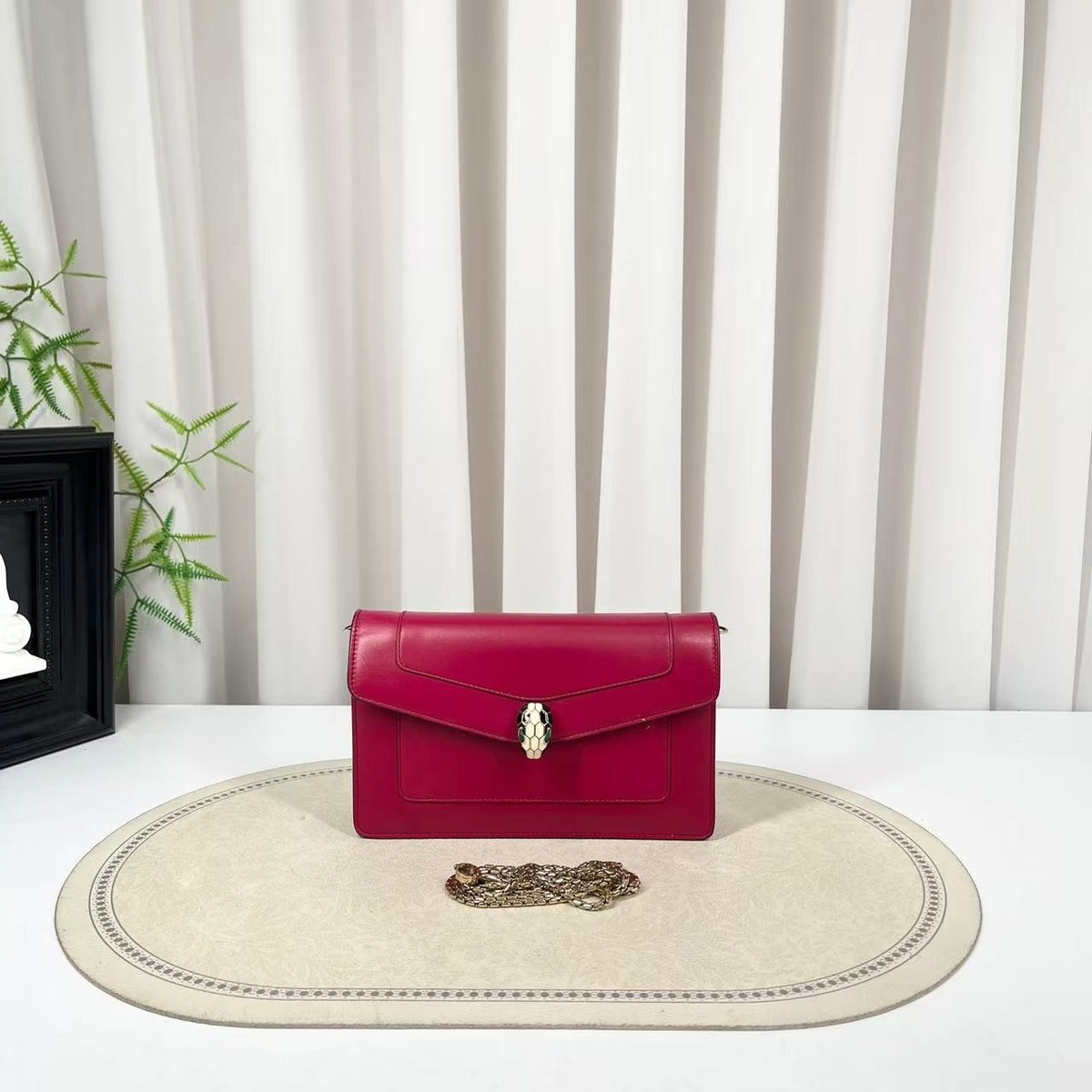 Bvlgari Serpenti Forever WOC Bag Red Calfskin Gold Hardware Chain