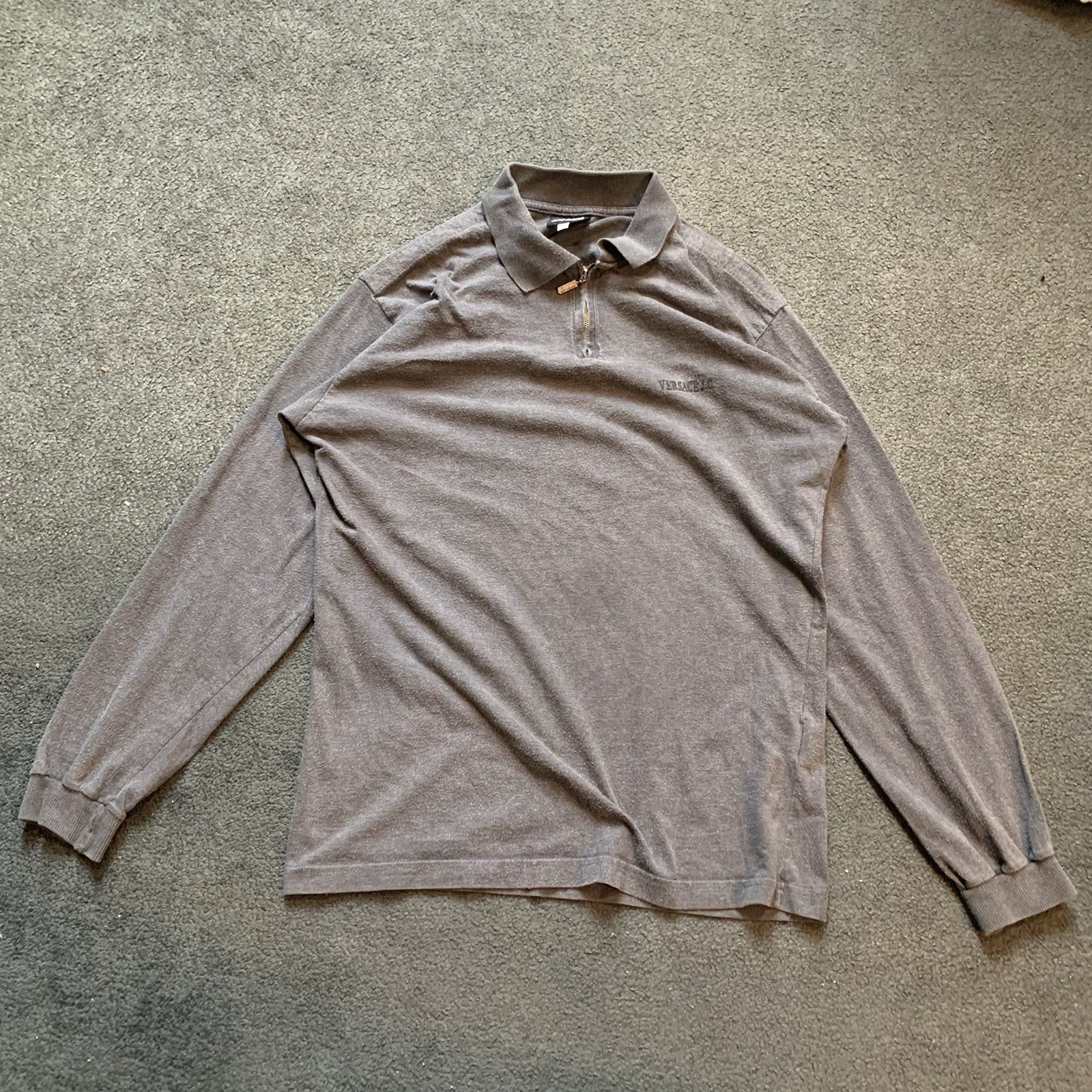 VINTAGE 90s VERSACE JEANS COTURE QUARTER ZIP LONG SLEEVES SHIRT  SIZE MEDIUM