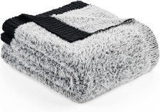 Cozy Fuzzy Knit Throw Blanket for Sofa, Soft Decorative Indoor Blanket