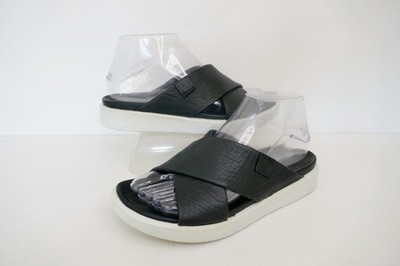ECCO ''FLOWT LX SLIDE'' SCHWARZE LEDER/LEDER GEFÜTTERTE KREUZRIEMEN SANDALEN UK 4/EU37