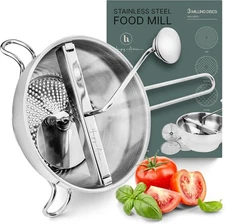 Ergonomic Food Mill Stainless Steel With 3 Grinding Discs - Rotary Food Mill for