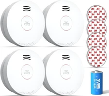 NEW Arrival SITERWELL Compact 10 Year Battery Powered Smoke Detector 4 Pack