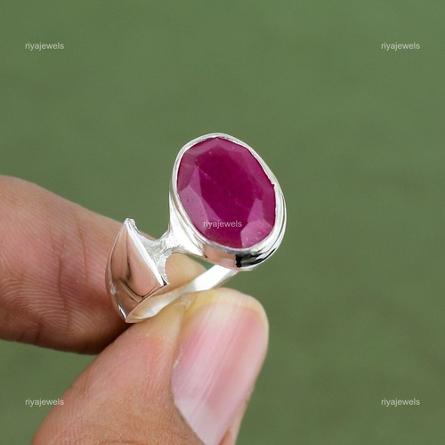 925 Sterling Silver Kashmir Rubi Gemstone Statement Engagement Wife Ring Jewelry - Afbeelding 1 van 6