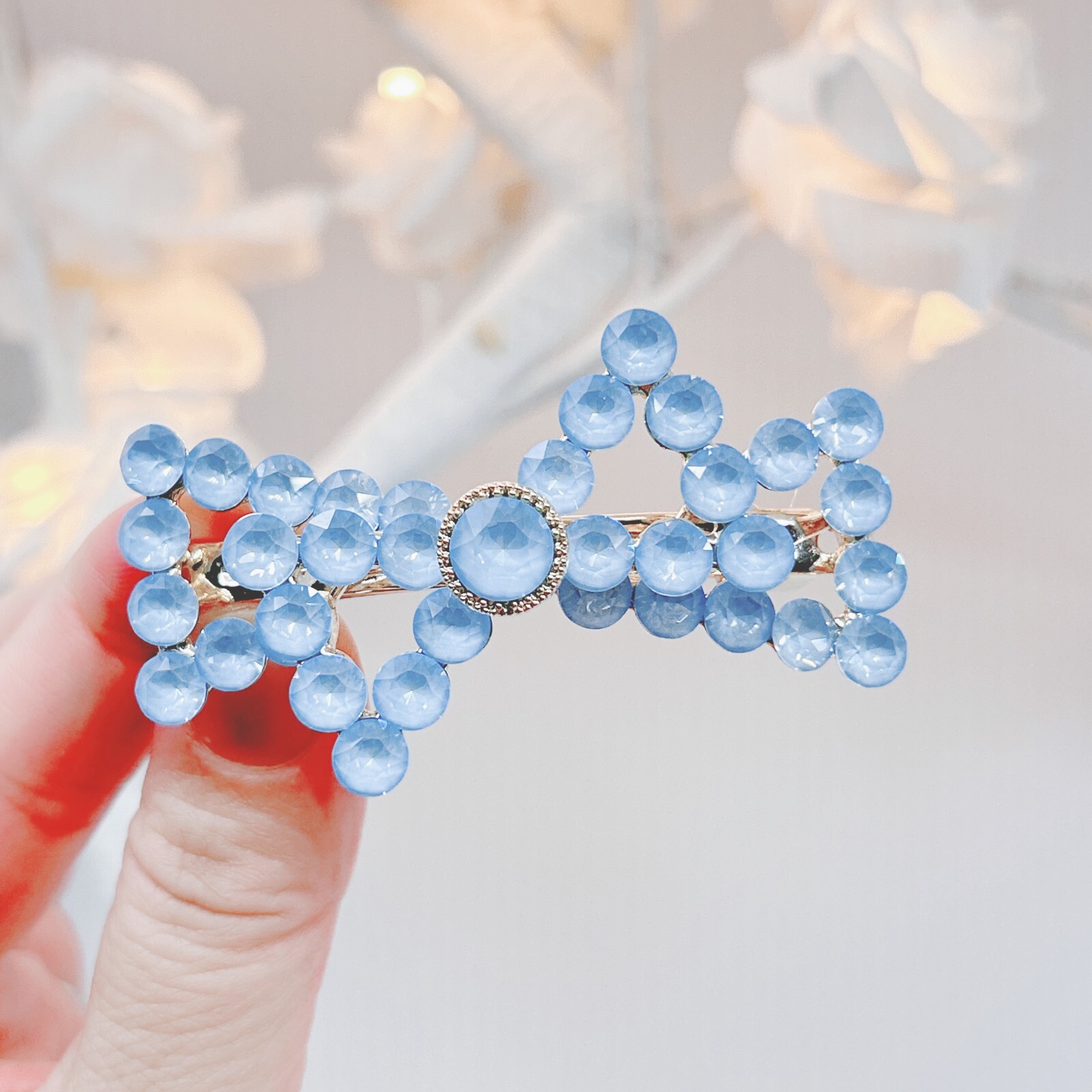 Yheakne Boho Kristall Schleife Haarspange - Silber Mit Cz Perlen